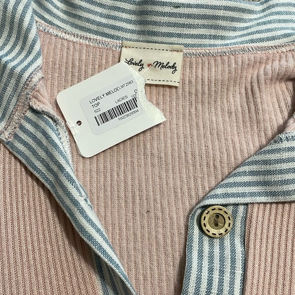 Lovely Melody Pink and Blue Button Down Shirt size small - Picture 6 of 6